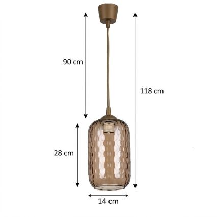 Brilagi - Κρεμαστό φωτιστικό LED με καλώδιο RETRO GLASS 1xE27/60W/230V Ø 14 cm καφέ//καπνιστό καφέ