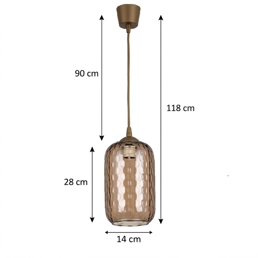 Brilagi - Κρεμαστό φωτιστικό LED με καλώδιο RETRO GLASS 1xE27/60W/230V Ø 14 cm καφέ//καπνιστό καφέ