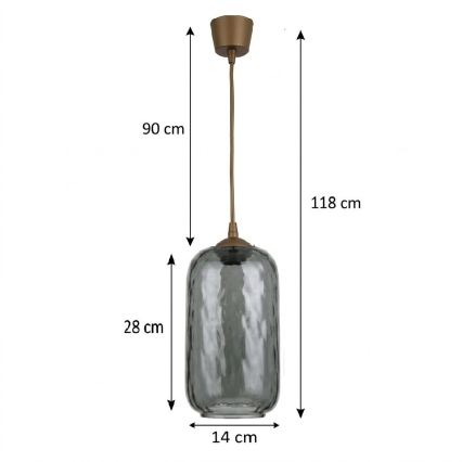 Brilagi - Κρεμαστό LED φωτιστικό με καλώδιο RETRO GLASS 1xE27/60W/230V διάμ. 14 cm καφέ/καπνιστό γκρι