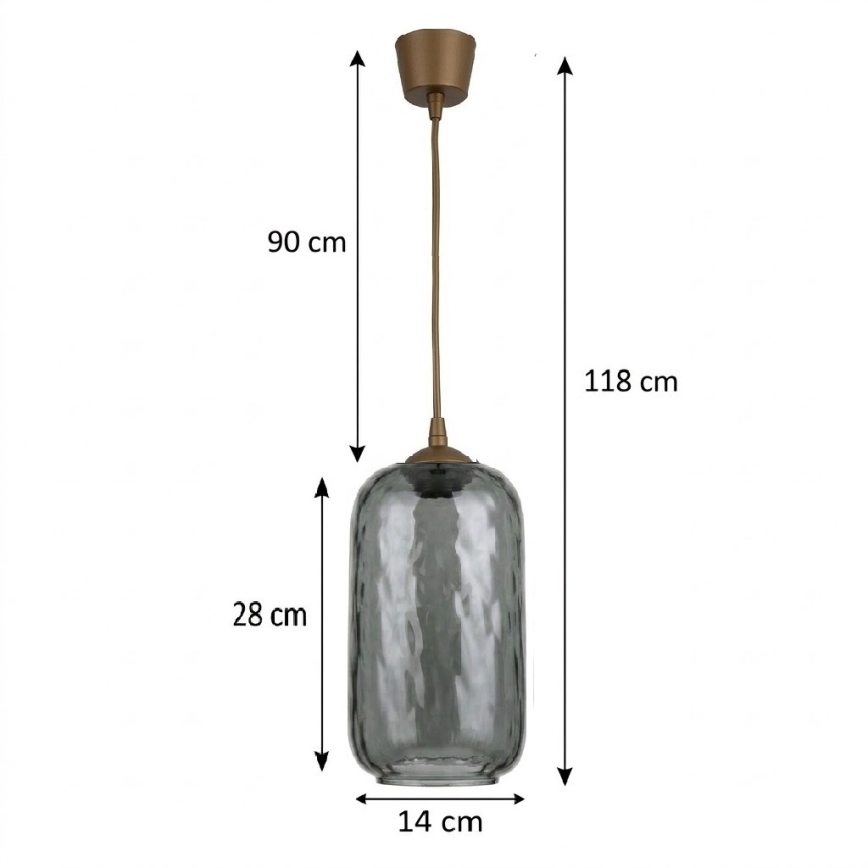 Brilagi - Κρεμαστό LED φωτιστικό με καλώδιο RETRO GLASS 1xE27/60W/230V διάμ. 14 cm καφέ/καπνιστό γκρι