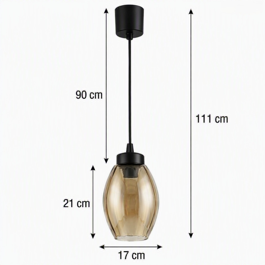 Brilagi - LED κρεμαστό φωτιστικό σε καλώδιο RETRO GLASS 1xE27/60W/230V Ø 17 cm μαύρο/καπνιστό μπεζ
