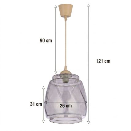Brilagi - LED κρεμαστό φωτιστικό με καλώδιο RETRO GLASS 1xE27/60W/230V διάμ. 26 εκ. μπεζ/καπνιστό γκρι