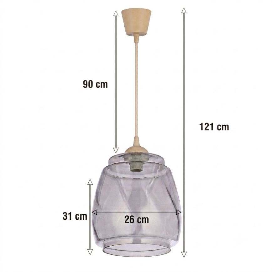 Brilagi - LED κρεμαστό φωτιστικό με καλώδιο RETRO GLASS 1xE27/60W/230V διάμ. 26 εκ. μπεζ/καπνιστό γκρι