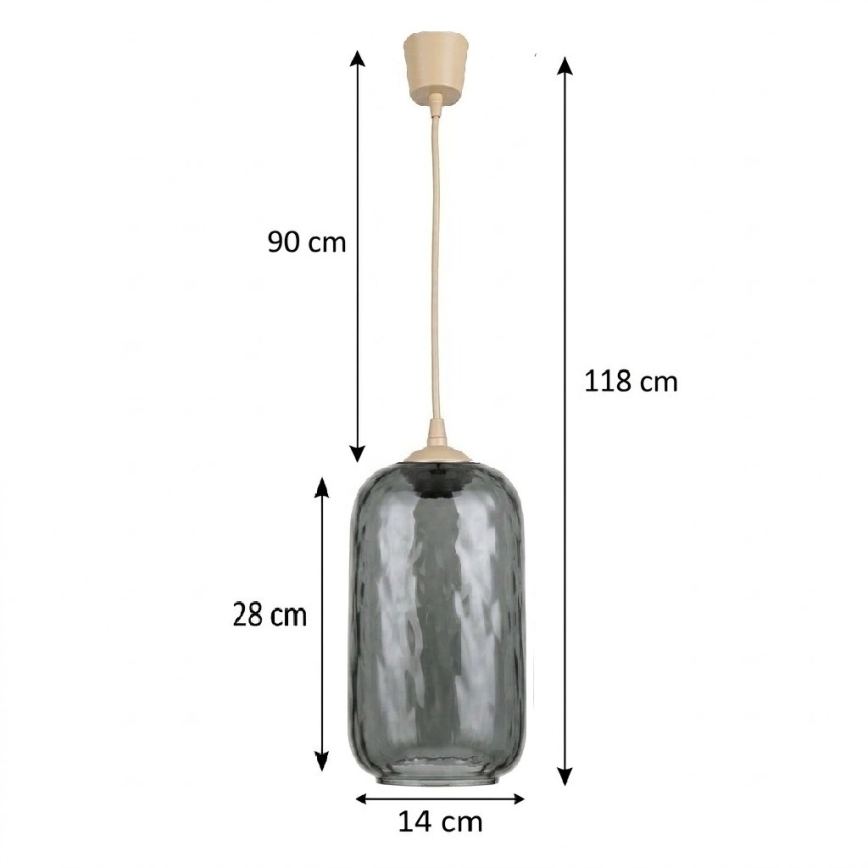 Brilagi - Κρεμαστό φωτιστικό LED RETRO GLASS με καλώδιο 1xE27/60W/230V Ø 14 cm μπεζ/καπνιστό γκρι
