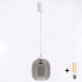 Brilagi - LED κρεμαστό φωτιστικό σε καλώδιο RETRO GLASS 1xE27/60W/230V Ø 14 cm λευκό/καπνιστό γκρι