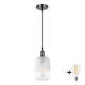 BRILAGI - LED κρεμαστό φωτιστικό σε καλώδιο RETRO GLASS 1xE27/60W/230V Ø 14 cm μαύρο/άσπρο