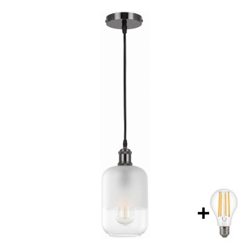BRILAGI - LED κρεμαστό φωτιστικό σε καλώδιο RETRO GLASS 1xE27/60W/230V Ø 14 cm μαύρο/άσπρο