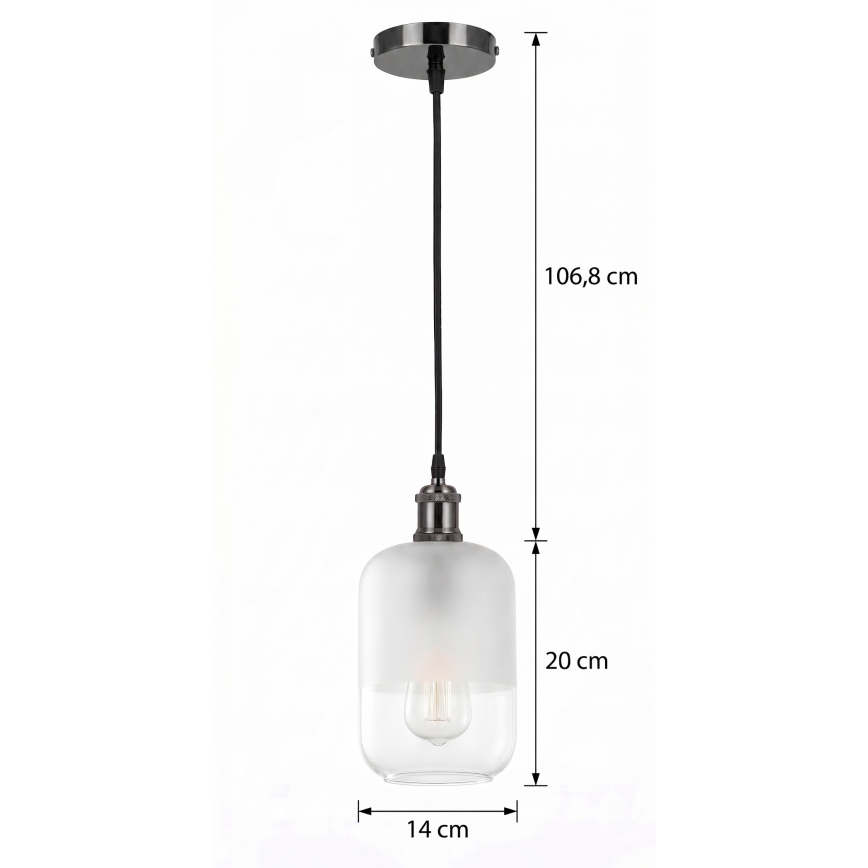 BRILAGI - LED κρεμαστό φωτιστικό σε καλώδιο RETRO GLASS 1xE27/60W/230V Ø 14 cm μαύρο/άσπρο