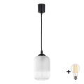 Brilagi - LED κρεμαστό φωτιστικό σε καλώδιο RETRO GLASS, 1xE27/60W/230V, Ø 14 cm, μαύρο/λευκό