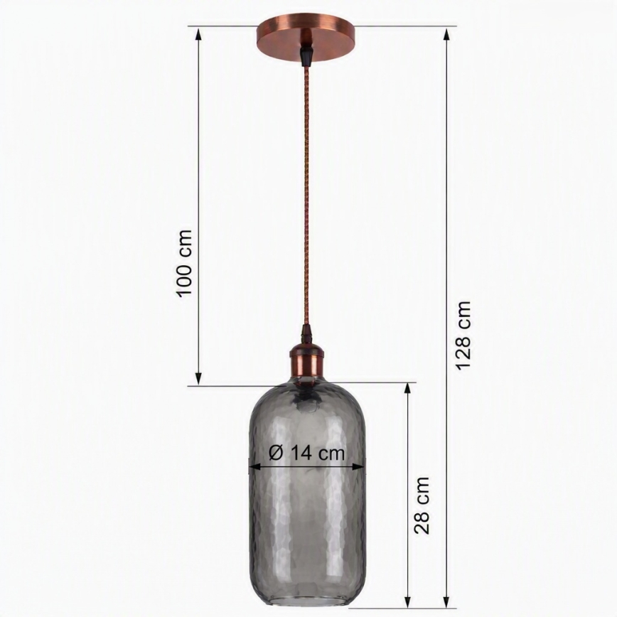Brilagi - Κρεμαστό φωτιστικό LED με καλώδιο RETRO GLASS 1xE27/60W/230V Ø 14 εκ. χάλκινο/καπνιστό γκρι