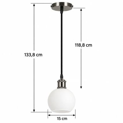 BRILAGI - LED κρεμαστό φωτιστικό σε καλώδιο RETRO GLASS 1xE27/60W/230V Ø 15 cm μαύρο/λευκό