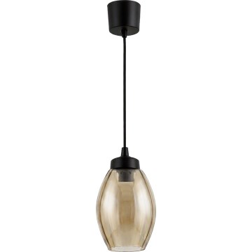 Brilagi - LED κρεμαστό φωτιστικό σε καλώδιο RETRO GLASS 1xE27/60W/230V Ø 17 cm μαύρο/καπνιστό μπεζ