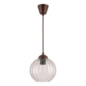Brilagi - LED κρεμαστό φωτιστικό σε καλώδιο RETRO GLASS 1xE27/60W/230V Ø 18 cm καφέ/διάφανο
