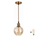 BRILAGI - LED κρεμαστό φωτιστικό σε καλώδιο RETRO GLASS 1xE27/60W/230V Ø 18 cm χρυσό/καπνιστό καφέ