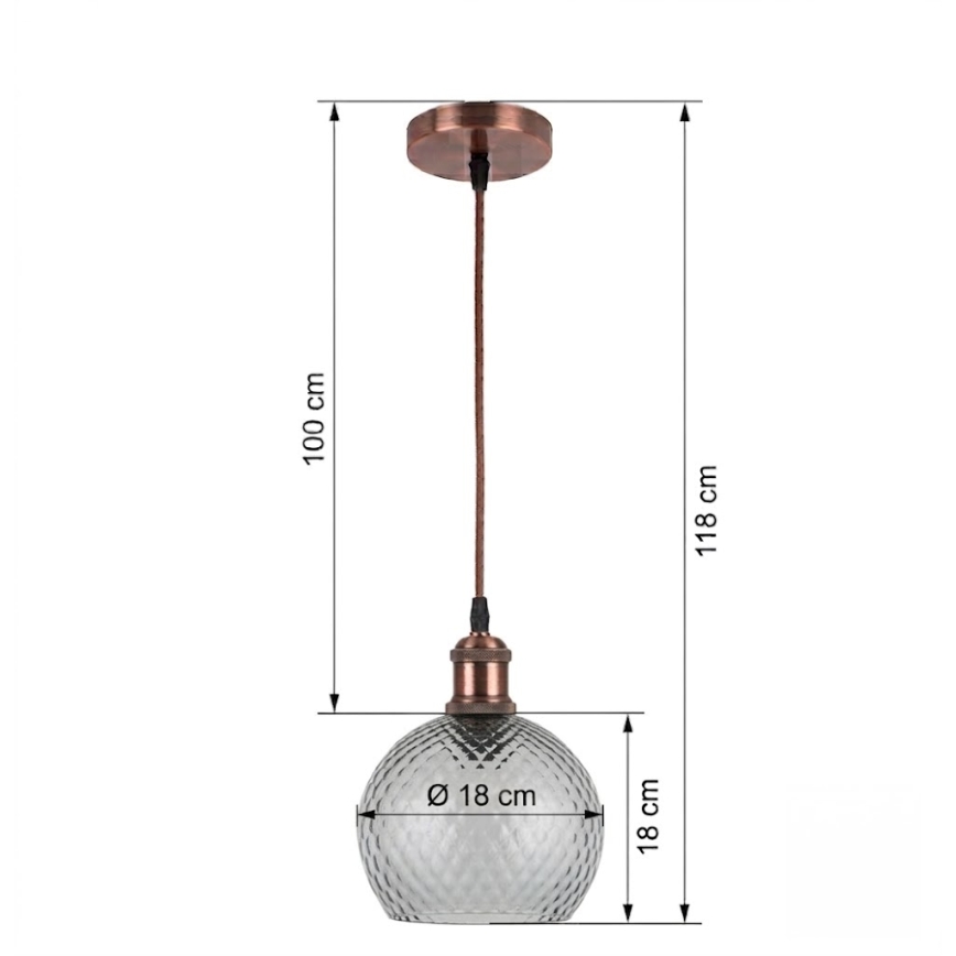 Brilagi - Κρεμαστό φωτιστικό LED με καλώδιο RETRO GLASS 1xE27/60W/230V Ø 18 cm λευκό/καπνιστό γκρι