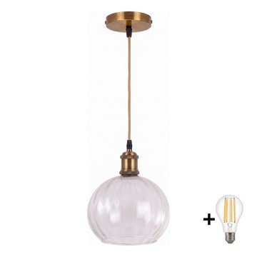 BRILAGI - LED κρεμαστό φωτιστικό σε καλώδιο RETRO GLASS 1xE27/60W/230V Ø 25 εκ. χρυσό/διάφανο
