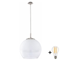 BRILAGI - LED κρεμαστό φωτιστικό σε καλώδιο RETRO GLASS 1xE27/60W/230V Ø 38 cm ματ χρώμιο/λευκό