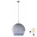 BRILAGI - LED κρεμαστό φωτιστικό σε καλώδιο RETRO GLASS 1xE27/60W/230V Ø 38 cm ματ χρώμιο/καπνιστό γκρι