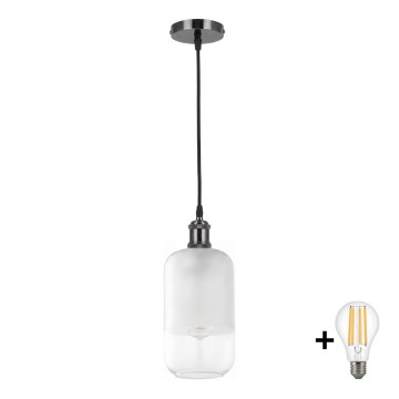 BRILAGI - LED κρεμαστό φωτιστικό σε καλώδιο RETRO GLASS 1xE27/60W/230V διάμ. 14 cm μαύρο/λευκό