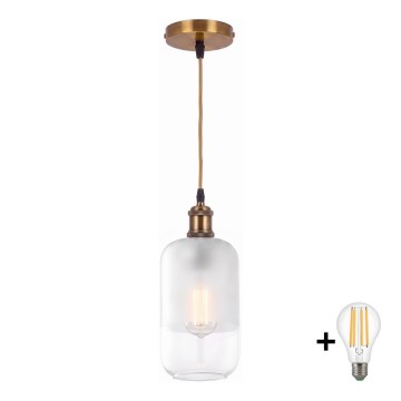 BRILAGI - LED κρεμαστό φωτιστικό σε καλώδιο RETRO GLASS 1xE27/60W/230V διάμ. 14 cm χρυσό/λευκό