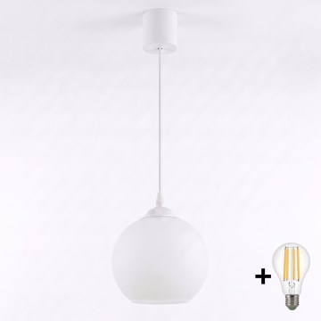 Brilagi - LED Κρεμαστό φωτιστικό σε καλώδιο RETRO GLASS 1xE27/60W/230V διάμ. 15 cm λευκό