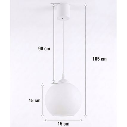 Brilagi - LED Κρεμαστό φωτιστικό σε καλώδιο RETRO GLASS 1xE27/60W/230V διάμ. 15 cm λευκό
