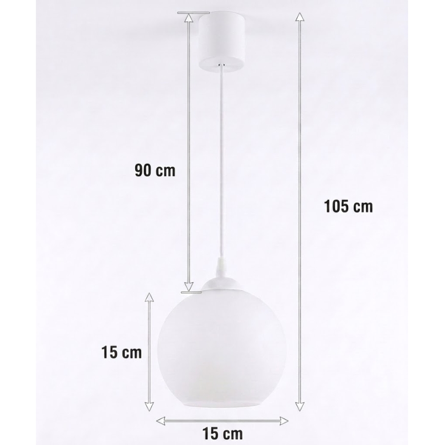 Brilagi - LED Κρεμαστό φωτιστικό σε καλώδιο RETRO GLASS 1xE27/60W/230V διάμ. 15 cm λευκό