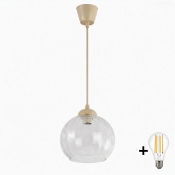 Brilagi - LED κρεμαστό φωτιστικό σε καλώδιο RETRO GLASS 1xE27/60W/230V διάμ. 25 cm μπεζ/διάφανο