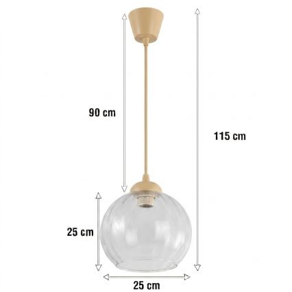 Brilagi - LED κρεμαστό φωτιστικό σε καλώδιο RETRO GLASS 1xE27/60W/230V διάμ. 25 cm μπεζ/διάφανο
