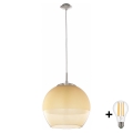 BRILAGI - LED Κρεμαστό φωτιστικό σε καλώδιο RETRO GLASS 1xE27/60W/230V διάμ. 38 εκ. ματ χρώμιο/καπνιστό μπεζ