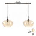 BRILAGI - LED κρεμαστό φωτιστικό σε καλώδιο RETRO GLASS 2xE27/60W/230V ματ χρώμιο/καπνιστό μπεζ