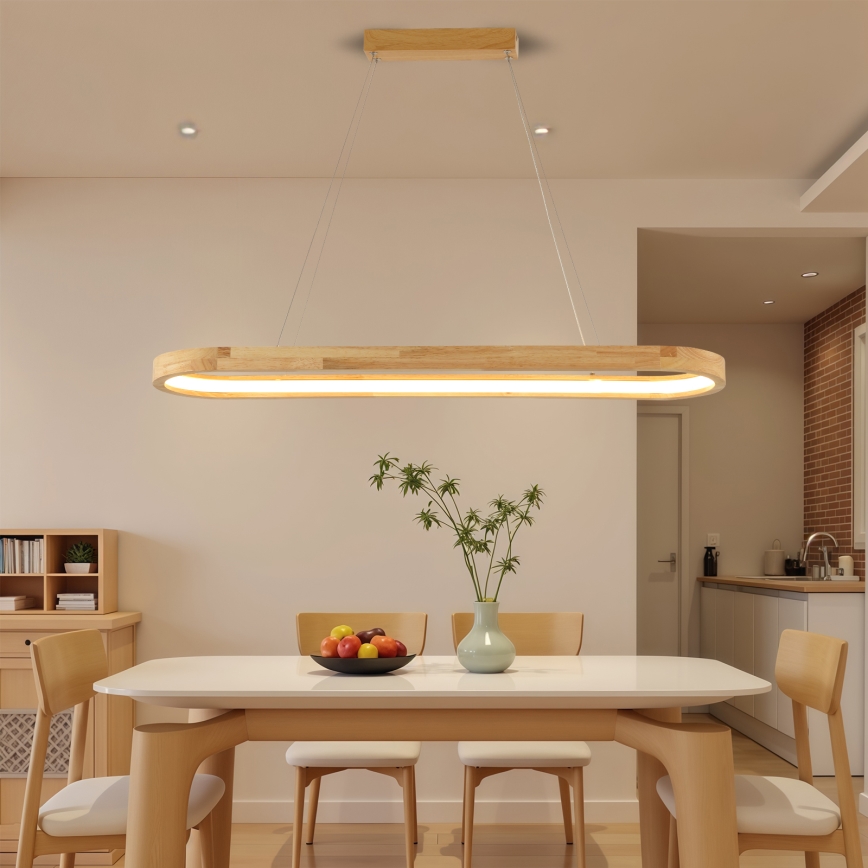 Brilagi - LED κρεμαστό φωτιστικό σε καλώδιο UMEA WOOD LED/40W/230V 90x22 cm ξύλο