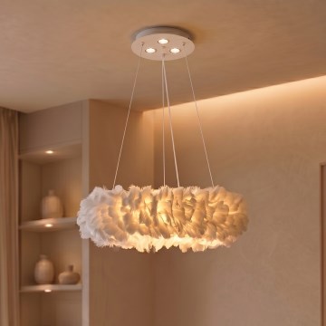Brilagi - LED κρεμαστό φωτιστικό σε σύρμα FEATHER, 3x E27 (max. 40W)/230V + 3x LED 3W, Ø 40 cm, λευκό