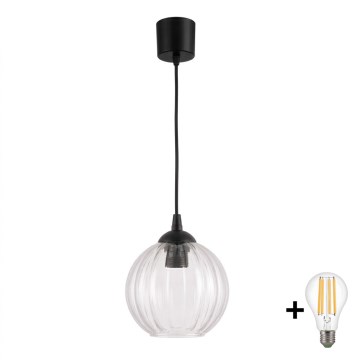 Brilagi - LED κρεμαστό φωτιστικό RETRO GLASS, με καλώδιο, 1xE27/60W/230V, Ø 18 εκ., μαύρο/διάφανο