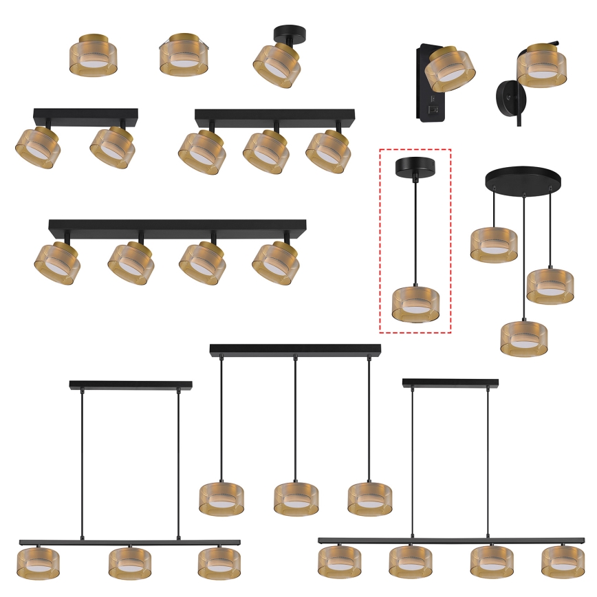 Brilagi - LED Κρεμαστό φωτιστικό με καλώδιο AURA LUX 1xGX53/30W/230V μαύρο/χρυσό