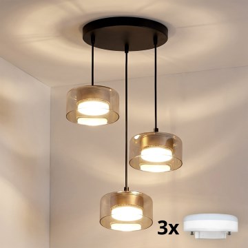 Brilagi - LED Κρεμαστό φωτιστικό με καλώδιο AURA LUX 3xGX53/30W/230V μαύρο/χρυσό
