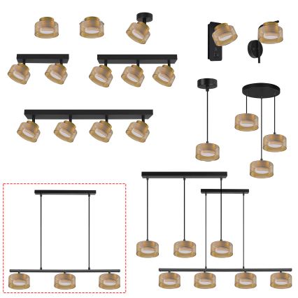 Brilagi - LED Κρεμαστό φωτιστικό με καλώδιο AURA LUX 3xGX53/30W/230V μαύρο/χρυσό