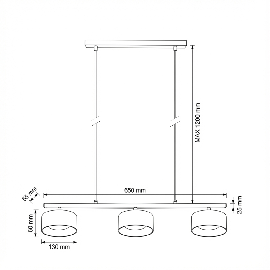 Brilagi - LED Κρεμαστό φωτιστικό με καλώδιο AURA LUX 3xGX53/30W/230V μαύρο/χρυσό