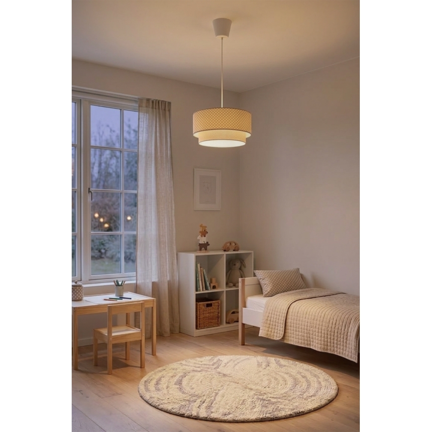 Brilagi - Κρεμαστό φωτιστικό LED με σχοινί BOHO BOBO 1xE27/60W/230V, διάμ. 40 εκ., πουά μπεζ/κρεμ