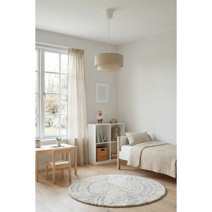 Brilagi - Κρεμαστό φωτιστικό LED με σχοινί BOHO BOBO 1xE27/60W/230V, διάμ. 40 εκ., πουά μπεζ/κρεμ