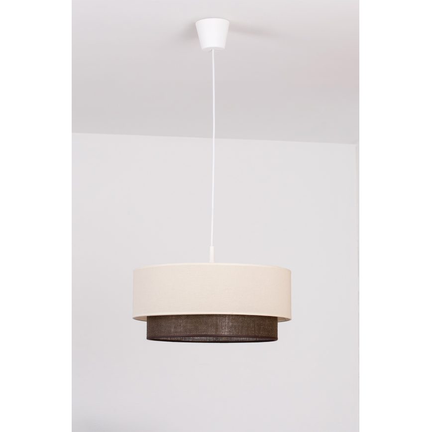 Brilagi - LED κρεμαστό φωτιστικό με καλώδιο BOHO STYLE 1xE27/15W/230V, διάμετρος 40 cm, εκρού/καφέ