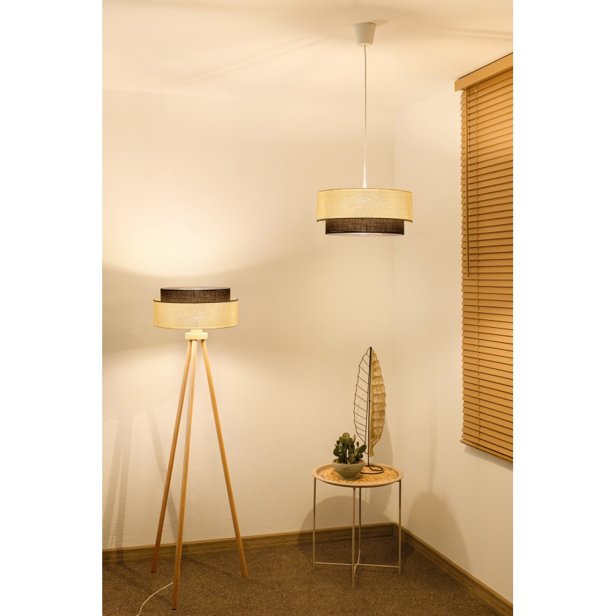 Brilagi - LED κρεμαστό φωτιστικό με καλώδιο BOHO STYLE 1xE27/15W/230V, διάμετρος 40 cm, εκρού/καφέ
