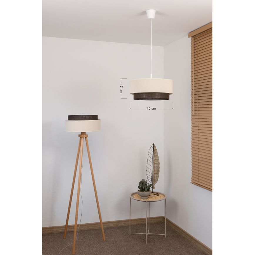 Brilagi - LED κρεμαστό φωτιστικό με καλώδιο BOHO STYLE 1xE27/15W/230V, διάμετρος 40 cm, εκρού/καφέ