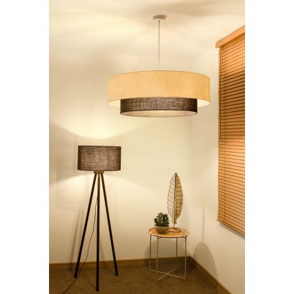 Brilagi - LED κρεμαστό φωτιστικό με καλώδιο BOHO STYLE 3xE27/15W/230V Ø 80 cm κρεμ/καφέ