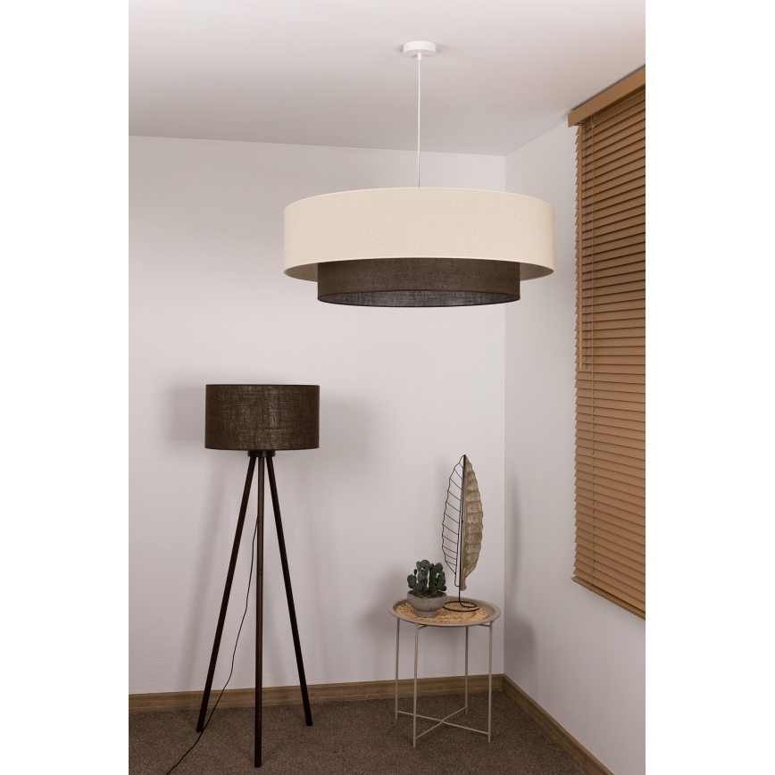 Brilagi - LED κρεμαστό φωτιστικό με καλώδιο BOHO STYLE 3xE27/15W/230V Ø 80 cm κρεμ/καφέ