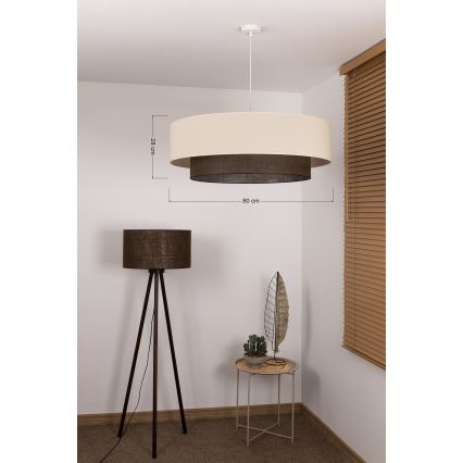 Brilagi - LED κρεμαστό φωτιστικό με καλώδιο BOHO STYLE 3xE27/15W/230V Ø 80 cm κρεμ/καφέ