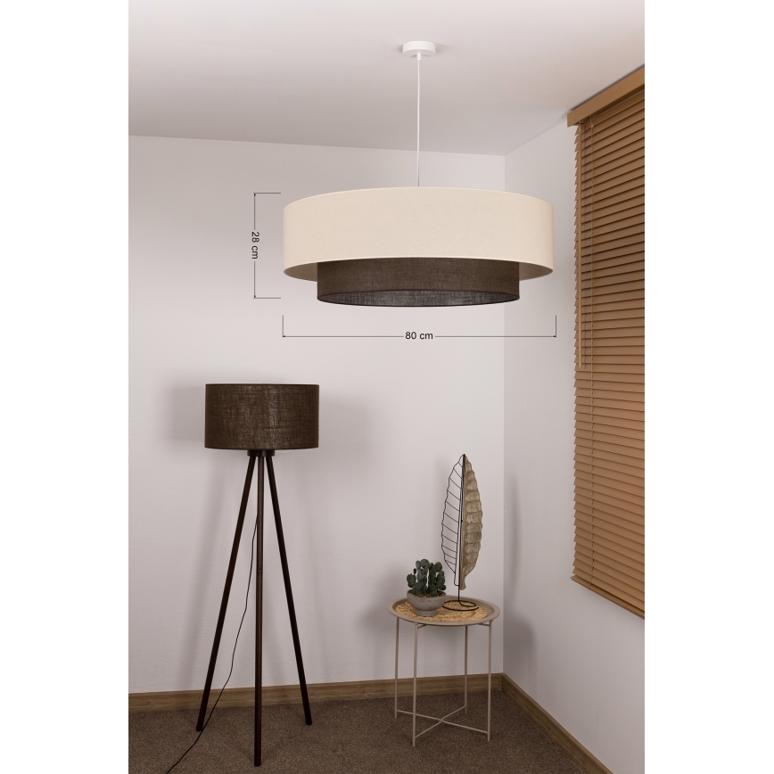 Brilagi - LED κρεμαστό φωτιστικό με καλώδιο BOHO STYLE 3xE27/15W/230V Ø 80 cm κρεμ/καφέ