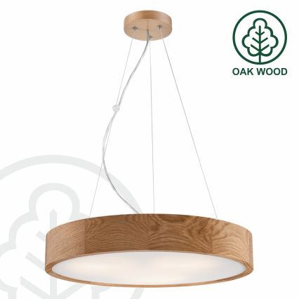 Brilagi - LED κρεμαστό φωτιστικό με καλώδιο CARVALHO 3xE27/15W/230V, φινίρισμα δρυός, Ø 47,5 cm