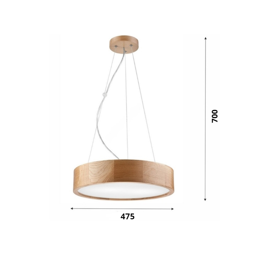 Brilagi - LED κρεμαστό φωτιστικό με καλώδιο CARVALHO 3xE27/15W/230V, φινίρισμα δρυός, Ø 47,5 cm