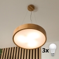 Brilagi - LED κρεμαστό φωτιστικό με καλώδιο CARVALHO 3xE27/60W/230V, απόχρωση δρυός, διάμ. 47,5 cm